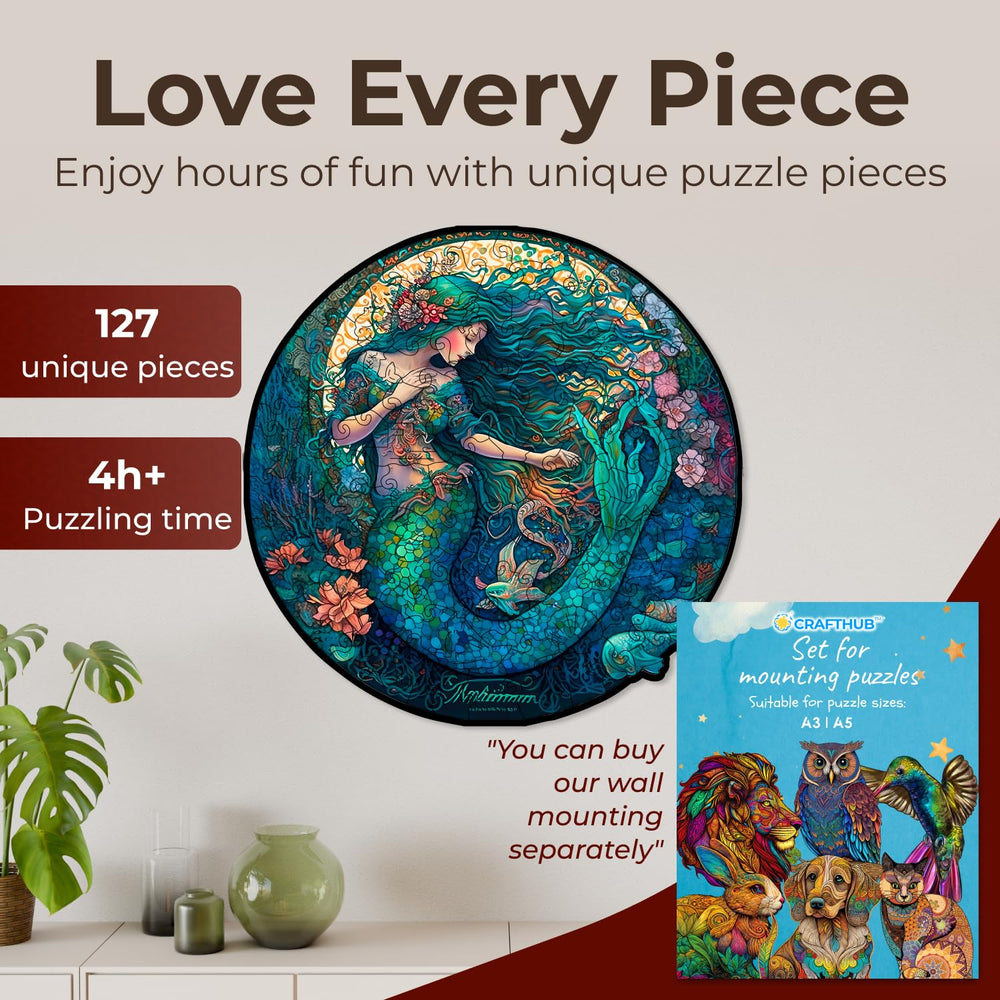 Crafthub laser-cut details on wooden puzzle pieces for crisp edges.