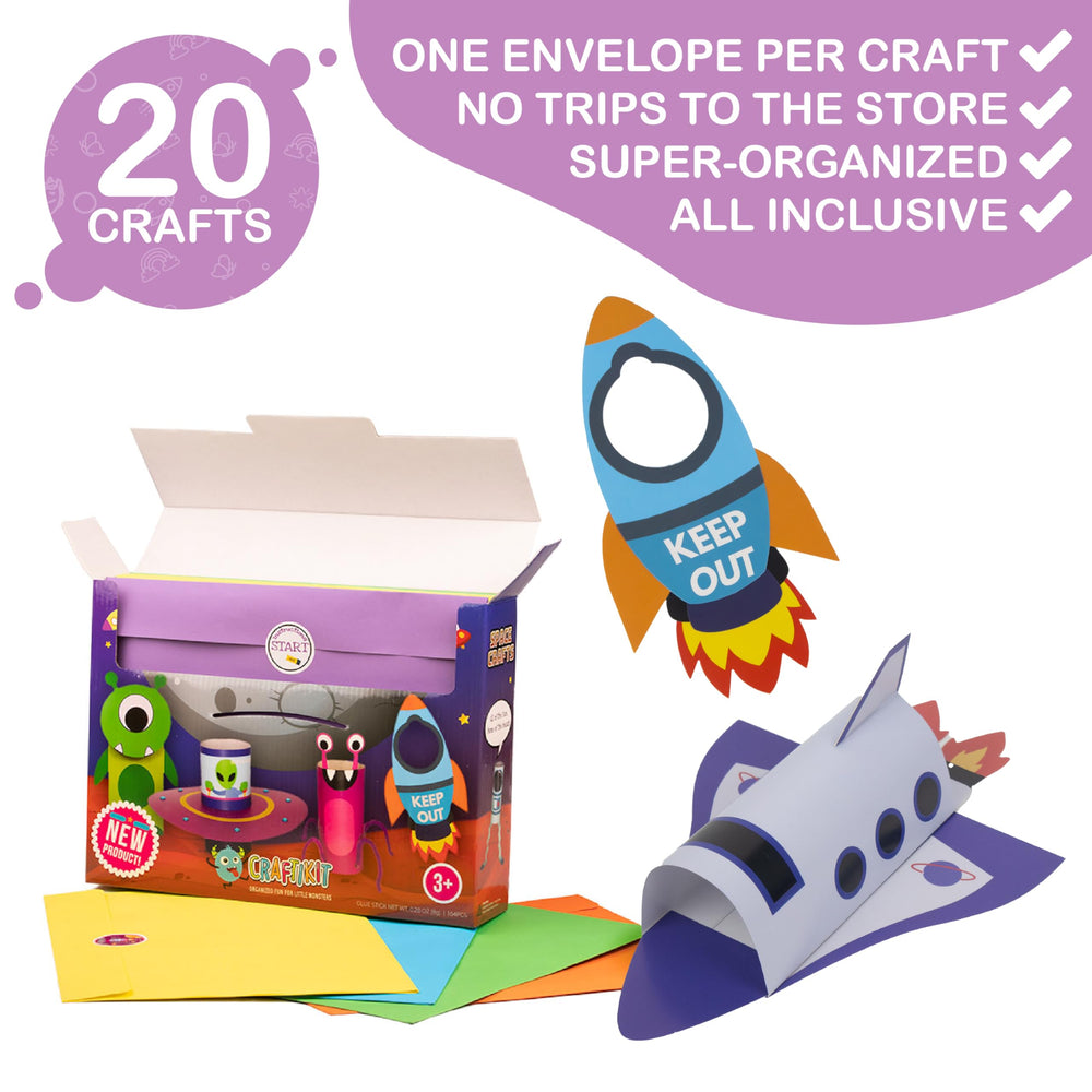 Craftikit labeled envelopes help organize activities by age or interest.