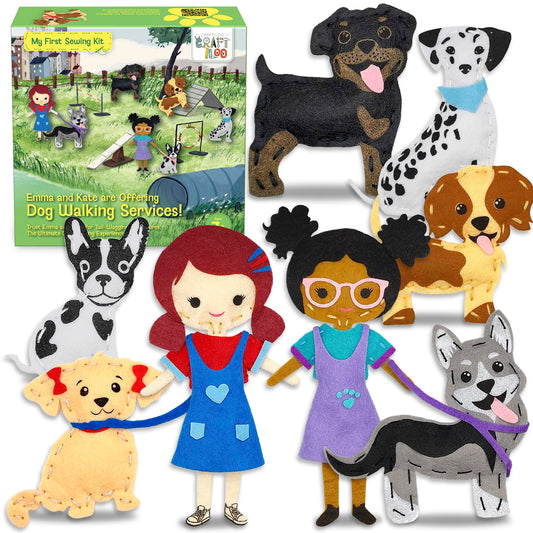 Craftiloo 8 pre-cut dogs sewing patterns for easy beginner projects kids ages 8-12.