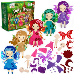 Craftiloo Fairy Elves Sewing Kit packaging shows contents for kids' creativity