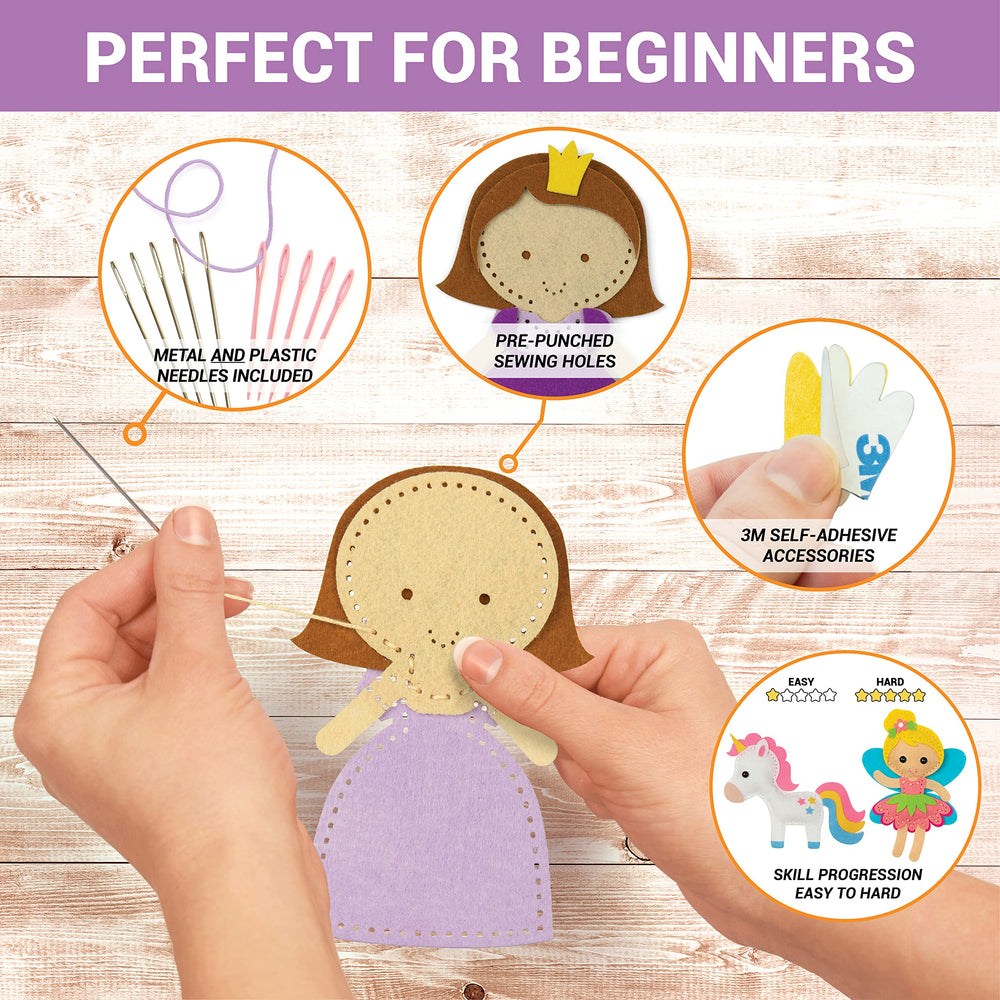 Craftorama craft eyes, pins, and needles enable safe, engaging sewing experiments.