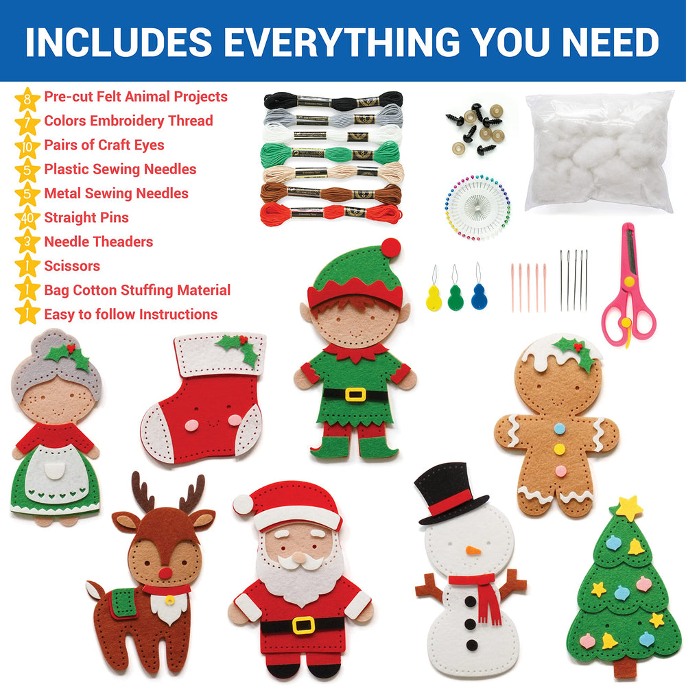 Craftorama sewing kit for kids contents display highlights all-in-one materials