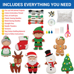 Craftorama sewing kit for kids contents display highlights all-in-one materials