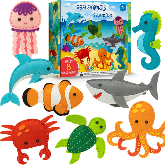 Craftorama sewing kit sea animals precut felt pieces for easy kids sewing projects.
