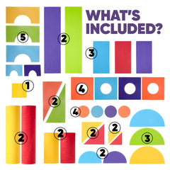 Crafty Happitoys colorful shapes aid color recognition and shape sorting during play.