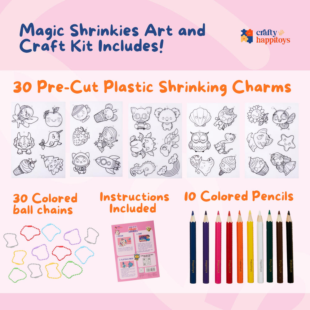 CRAFTY HAPPITOYS Shrinking charms ready for coloring before shrinking.