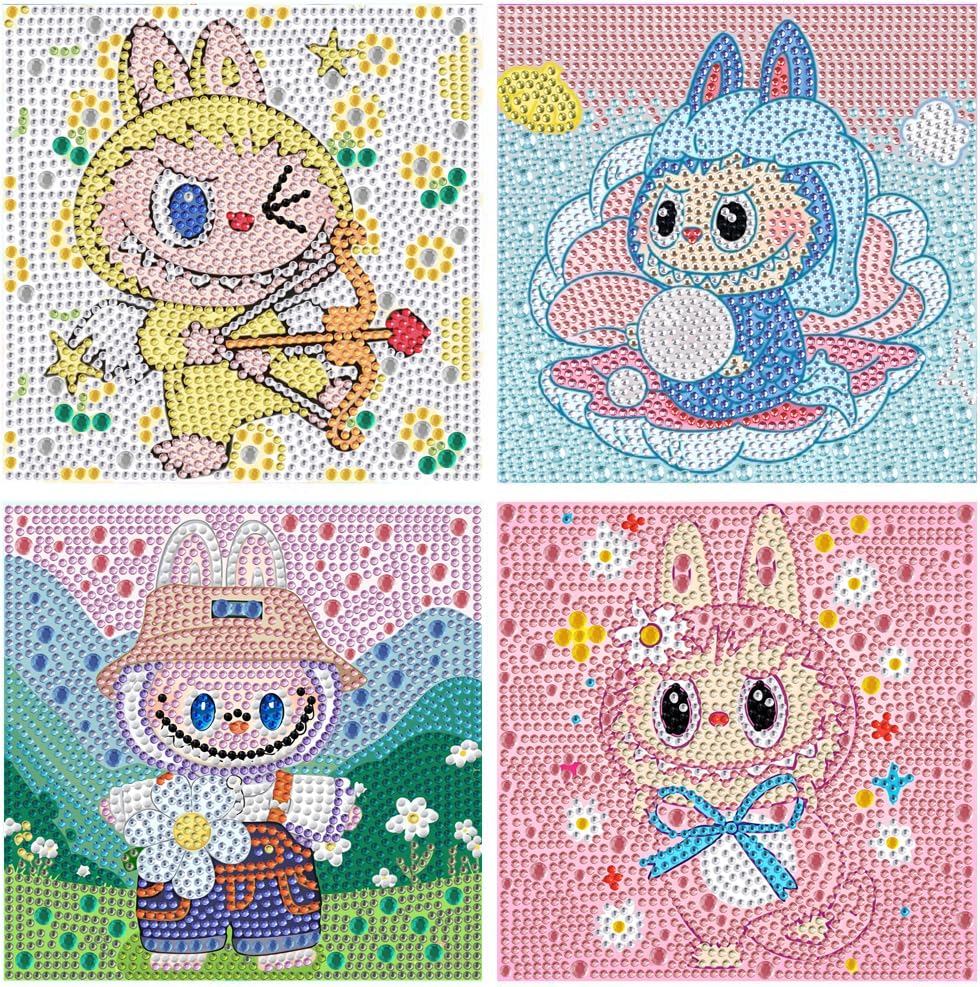 CraftyTime Diamond Art Kit for Kids: four canvases encourage cooperative creativity and focus.