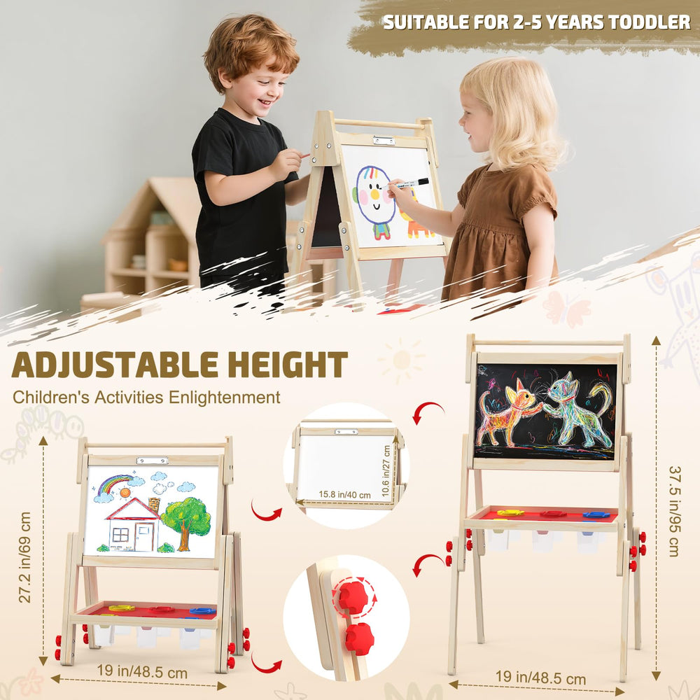 Cravenook adjustable-height easel grows with your child for comfortable drawing.