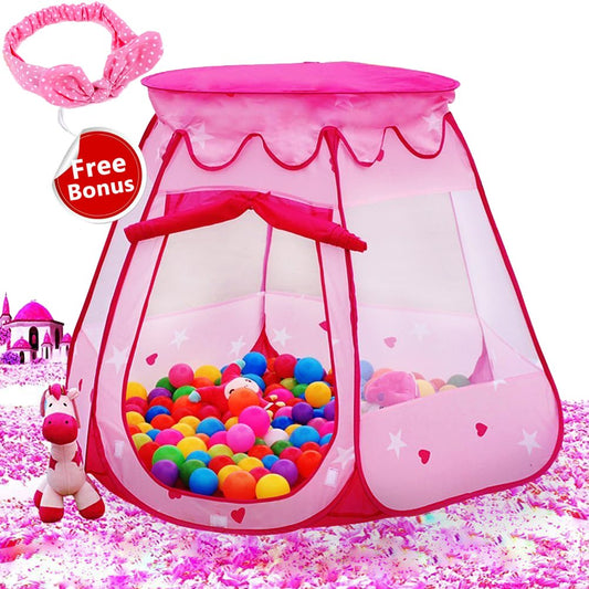 Crayline Pink Princess tent with open setup for colorful toddler play space.