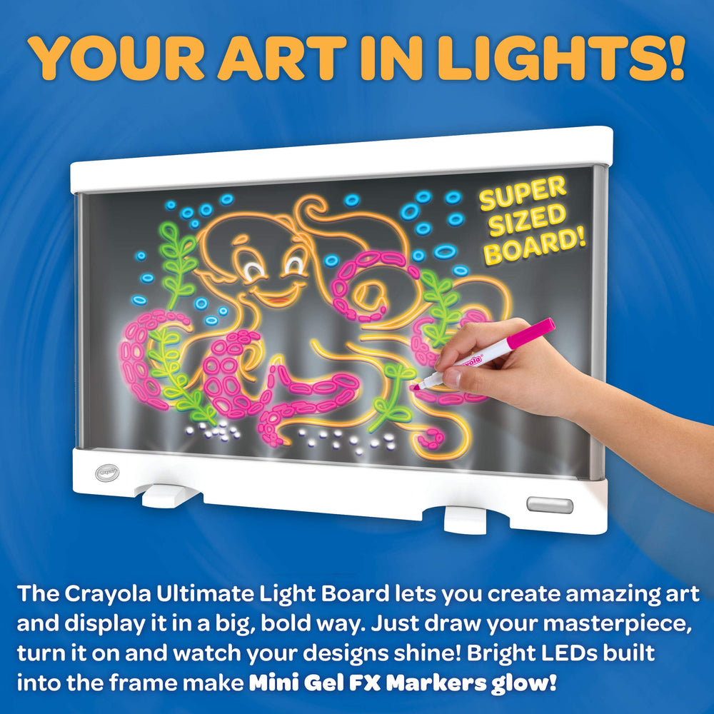 Six mini washable gel markers with bold color for the Crayola light board