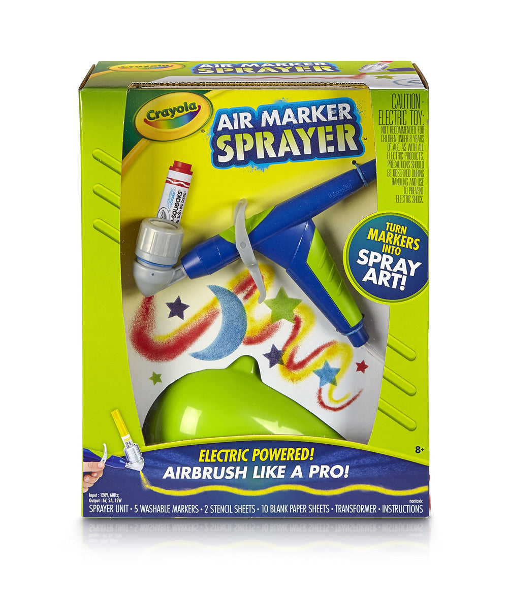 Crayola Air Marker Sprayer setup for easy start to airbrush art on paper.