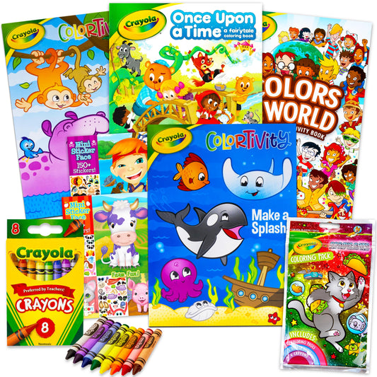 Crayola coloring bundle cover with vibrant animals for kids' creative exploration