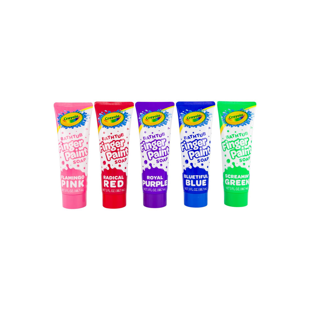 Crayola bathtub fingerpaint blue in a bath scene offering playful washable art and easy cleanup.