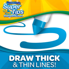 Crayola markers with conical and fine tips deliver thick and thin lines.