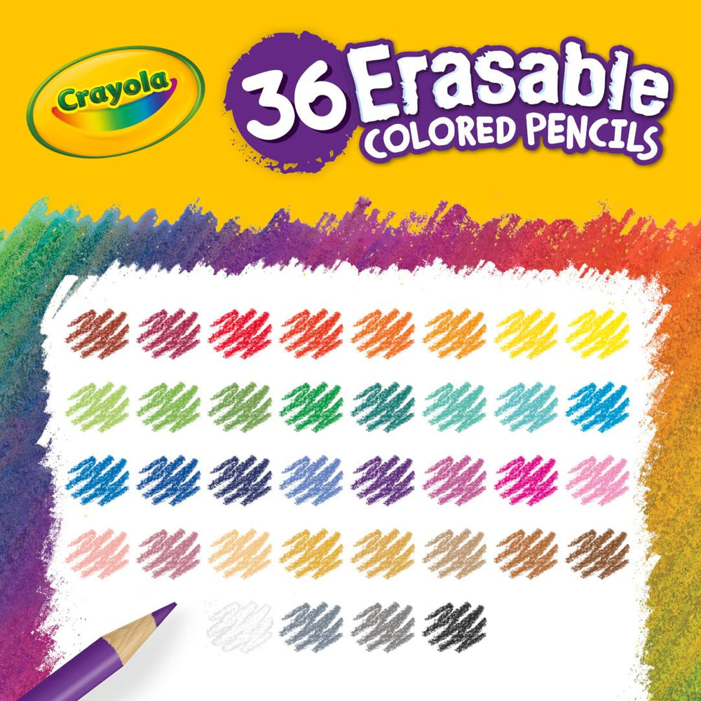 Crayola Erasable Pencils 36ct pre-sharpened tips for immediate creativity.