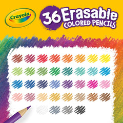 Crayola Erasable Pencils 36ct pre-sharpened tips for immediate creativity.
