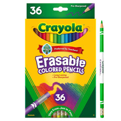 Crayola Erasable Pencils 36ct vibrant colors bring art to life.