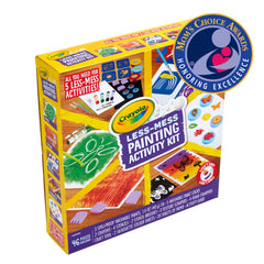 Crayola Less Mess Painting Activity Kit foam stampers creating playful patterns