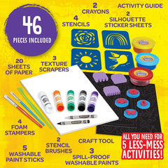 Crayola Less Mess Painting Activity Kit stencil brushes for precise shapes