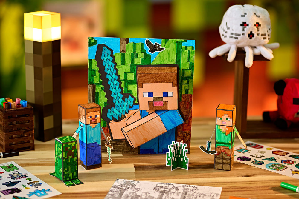 Crayola Minecraft POPs instruction sheets — clear steps to guide color and construction.