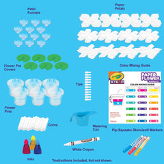 Crayola Paper Flower Science Kit color-changing flowers show water-based color shifts in action.