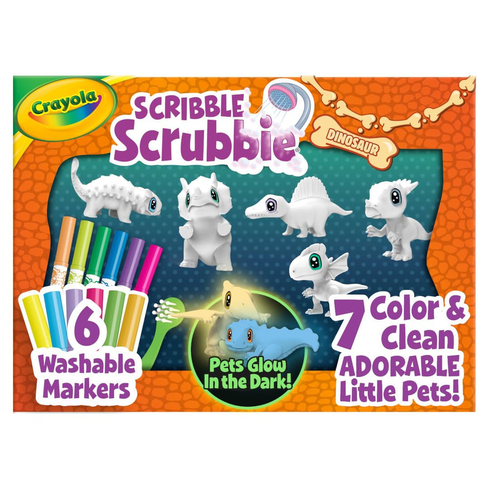 Crayola Scribble Scrubbie dinosaur pets collection ready for color play and easy cleanup.