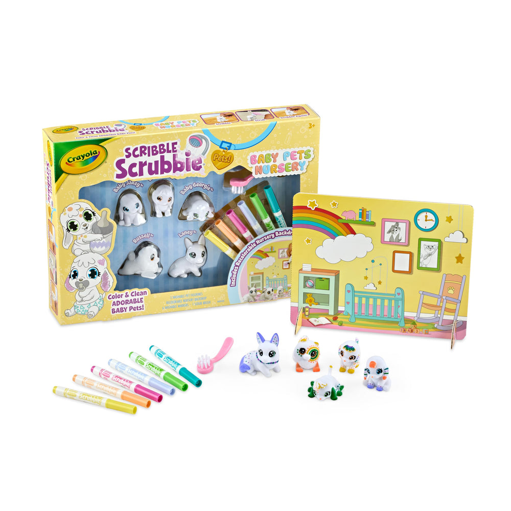 Gift-ready Crayola Scribble Scrubbie Nursery Playset packaging for birthdays or holidays.