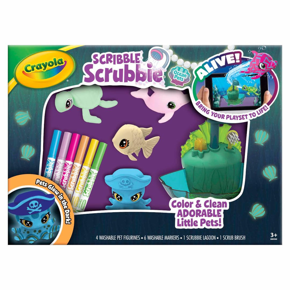 Crayola Scribble Scrubbie Glow Lagoon Polo glow sea pet ready to color and wash