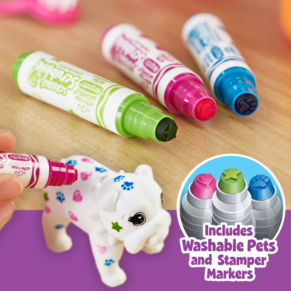 Crayola Scribble Scrubbie Tattoo Shop brush included for precise detailing and color blending.