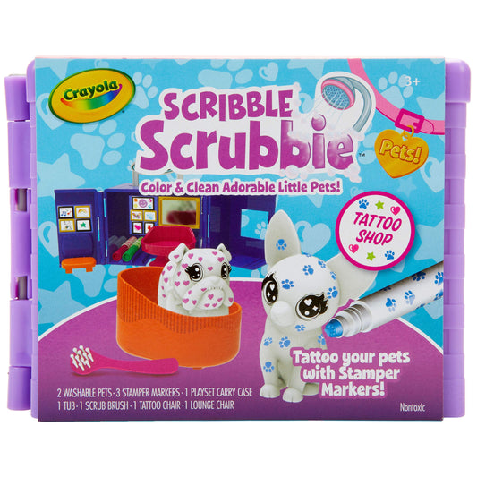 Crayola Scribble Scrubbie Tattoo Shop display with convertible case for easy storage.