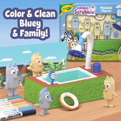 Crayola Scribble Scrubbies Bluey Poolside Playset Bluey family figures invite character-based playtime