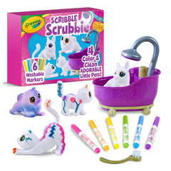 Crayola Scribble Scrubbies Glam Pack features four pets for creative coloring and washable play.
