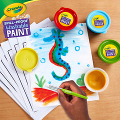 Crayola Spill Proof Paint Set features secure packaging for safe storage.