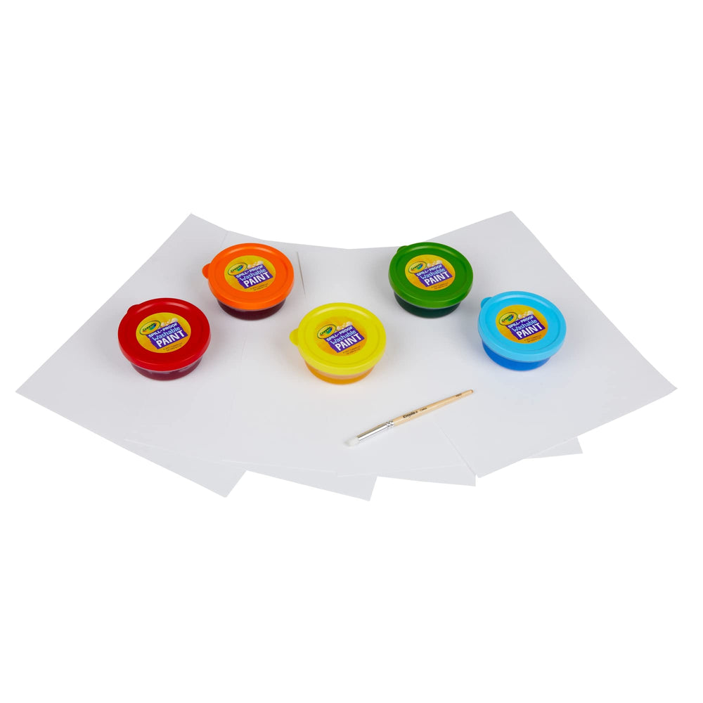 Close-up of Crayola Spill Proof Paint Set instruction sheet helps easy setup.