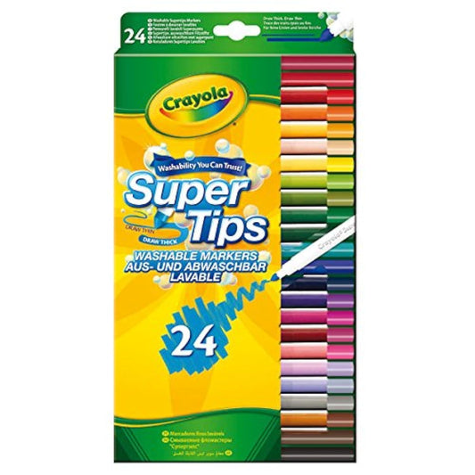 Crayola SuperTips 24-pack colors for bold details and smooth coloring