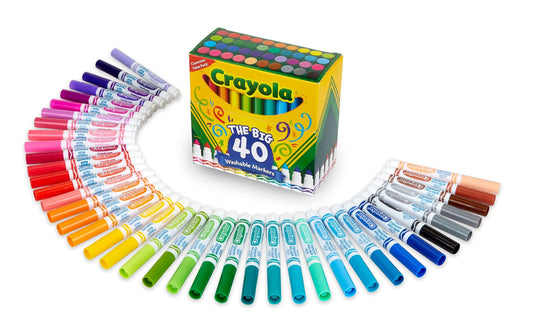 Crayola Ultra Clean Markers 40ct pack with vibrant colors for kids' art projects