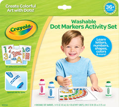 Crayola Washable Dot Markers with four markers for easy cleanup.