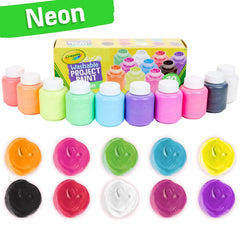 Child painting with Crayola Neon Paints for a bright craft
