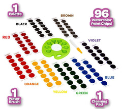Crayola Watercolor Pop 8-color strips shown with vibrant hues.