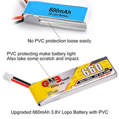 Upgraded flight time potential up to five minutes on micro builds