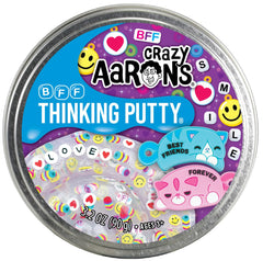 Crazy Aaron's Thinking Putty BFF: clear putty with BFF clay pieces for tactile play.