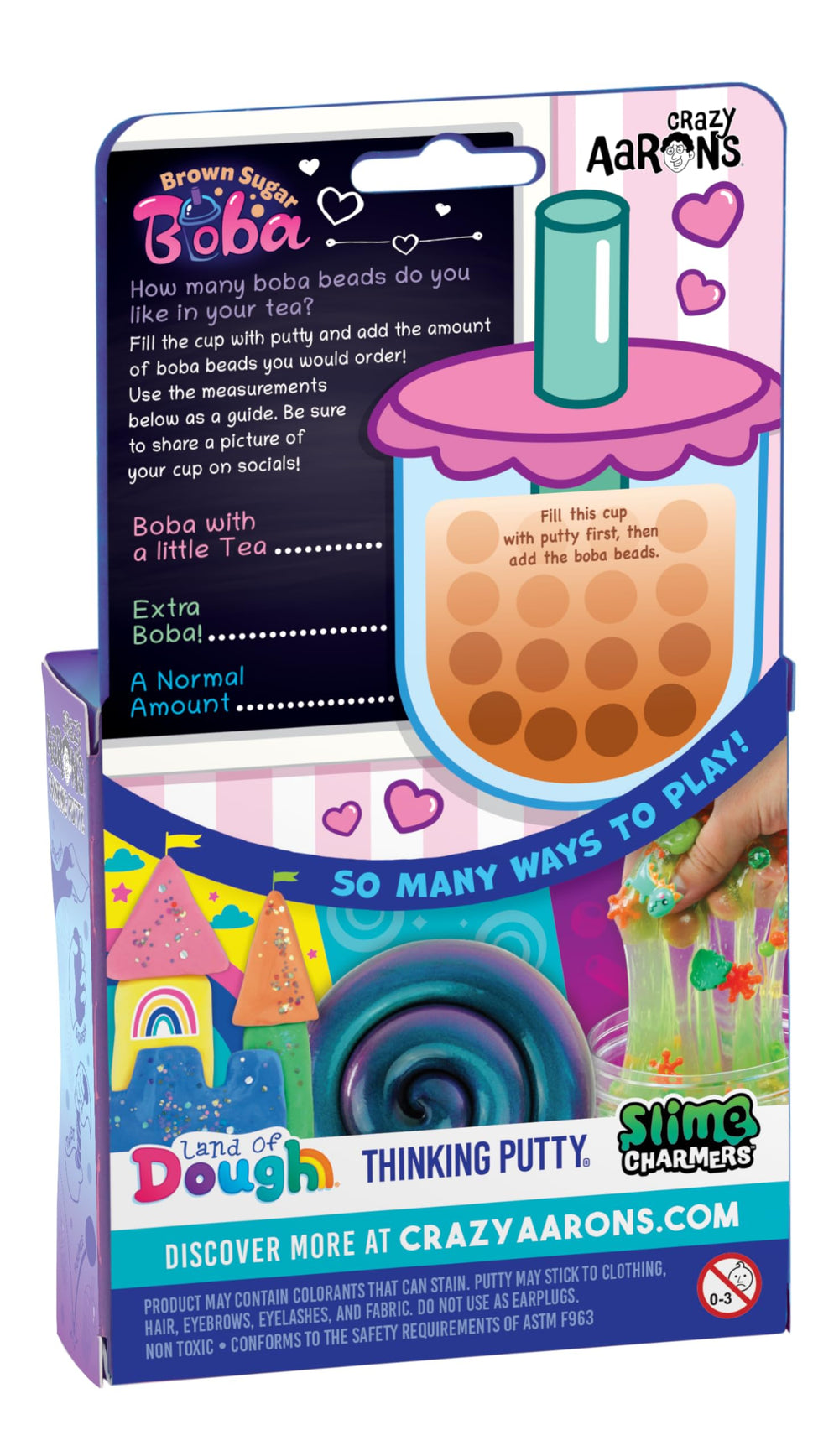 Made in USA Crazy Aaron's Thinking Putty Brown Sugar Boba, ideal for kids 3+.