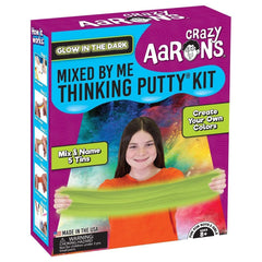 Crazy Aaron's Thinking Putty kit glows in the dark for nighttime sensory play.