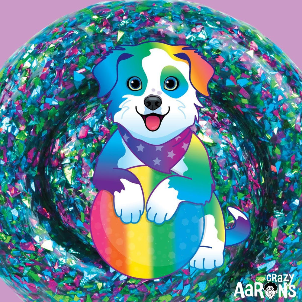 Crazy Aaron's Thinking Putty Playful Puppy USA made label indicating quality