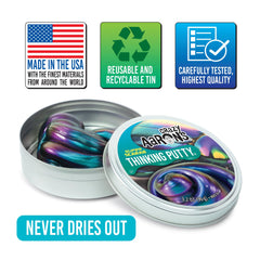 Crazy Aaron's Thinking Putty Super Scarab proudly USA-made for reliable quality.