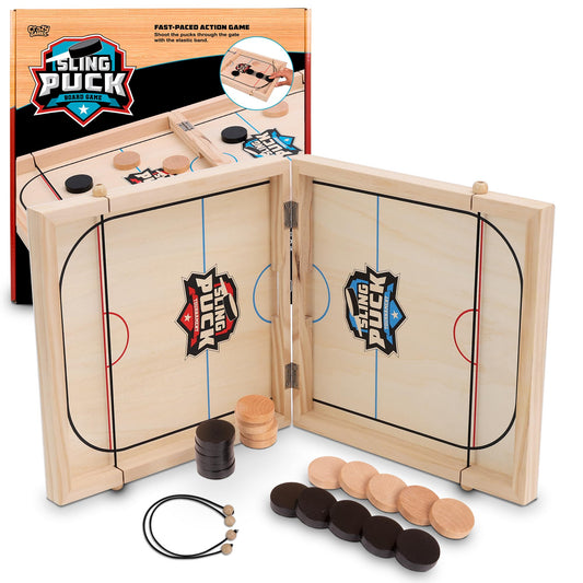 Crazy Games Fast Sling Puck 24-Inch Board on a table for quick family fun.