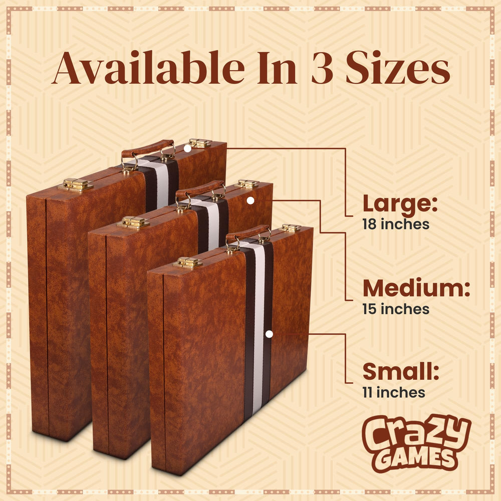 Crazy Games travel backgammon set in a compact case fits bags and cars