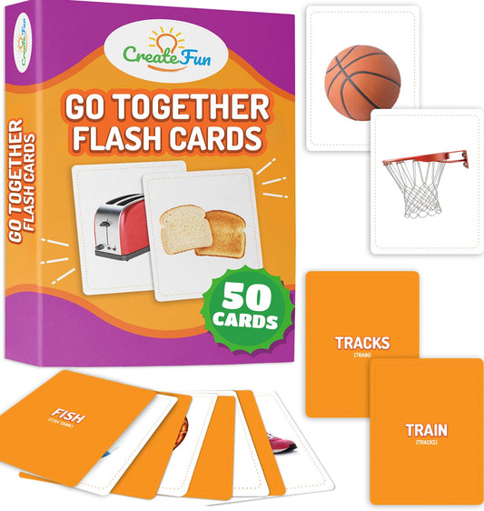 CreateFun Go Together flash cards with 50 realistic matching cards for classroom and conversation practice