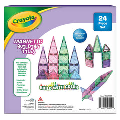 CreateOn Crayola Glitter Magnetic Tiles pieces scattered for color-matched play