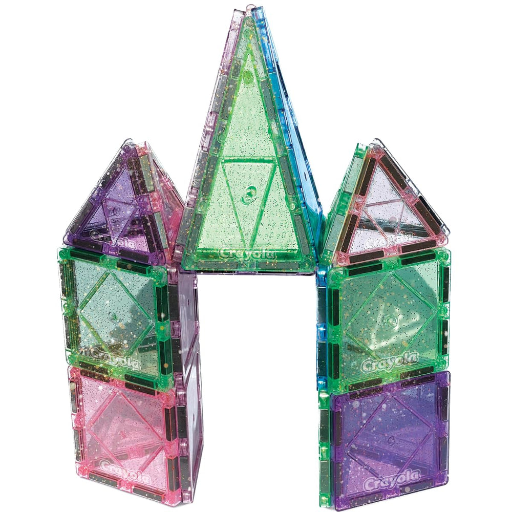 CreateOn Crayola Glitter Magnetic Tiles travel case setup for on-the-go fun